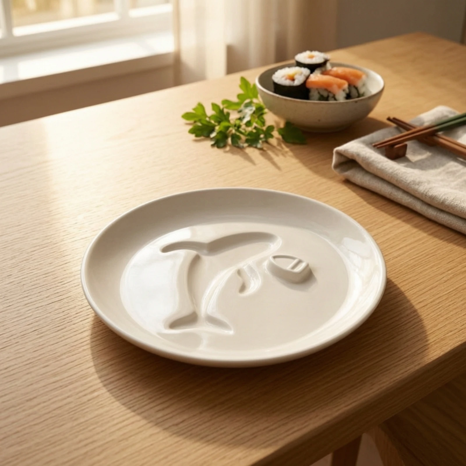 Soy Sauce Dish with Embossed Whale Decorative Whale Dipping Dish Dishwasher Safe Minimalist for Sushi Lovers, Dinner Parties view 4