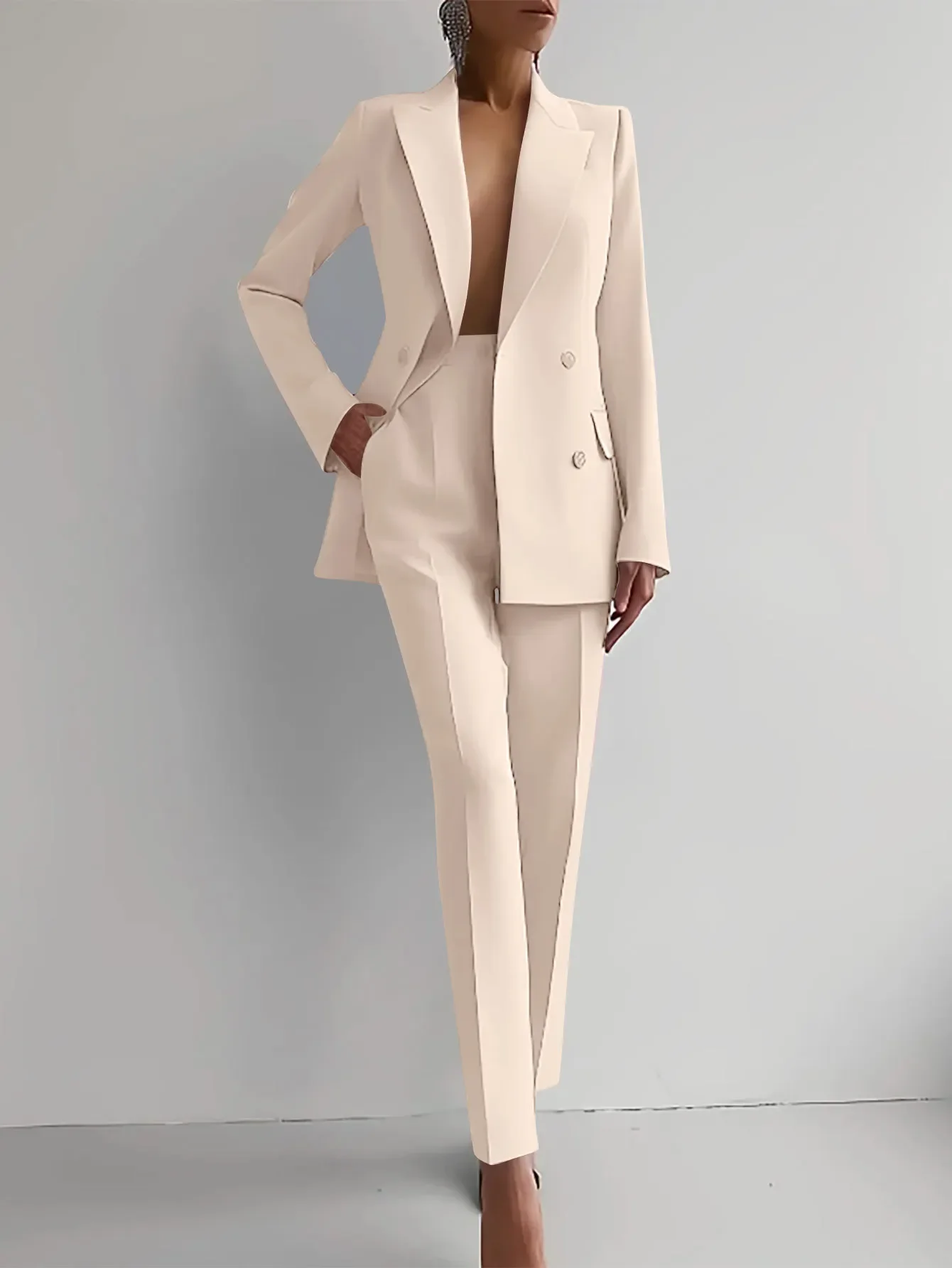 Outfits for Women Classic Work Street Outfit Tracksuit Elegant Blazer Suit and Wide Leg Pants Two 2 Piece Sets