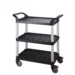 Restaurant Food Service Trolley Hotel Serving Trolley Cart 3 Layer High Quality Plastic Food Janitorial Trolley Cart