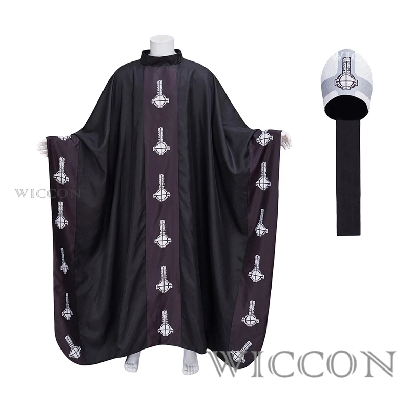 

Medieval Papa Emeritus Cape Cosplay Costume Middle Ages Black Cloak With Hat Full Set For Adult Halloween Party Suit