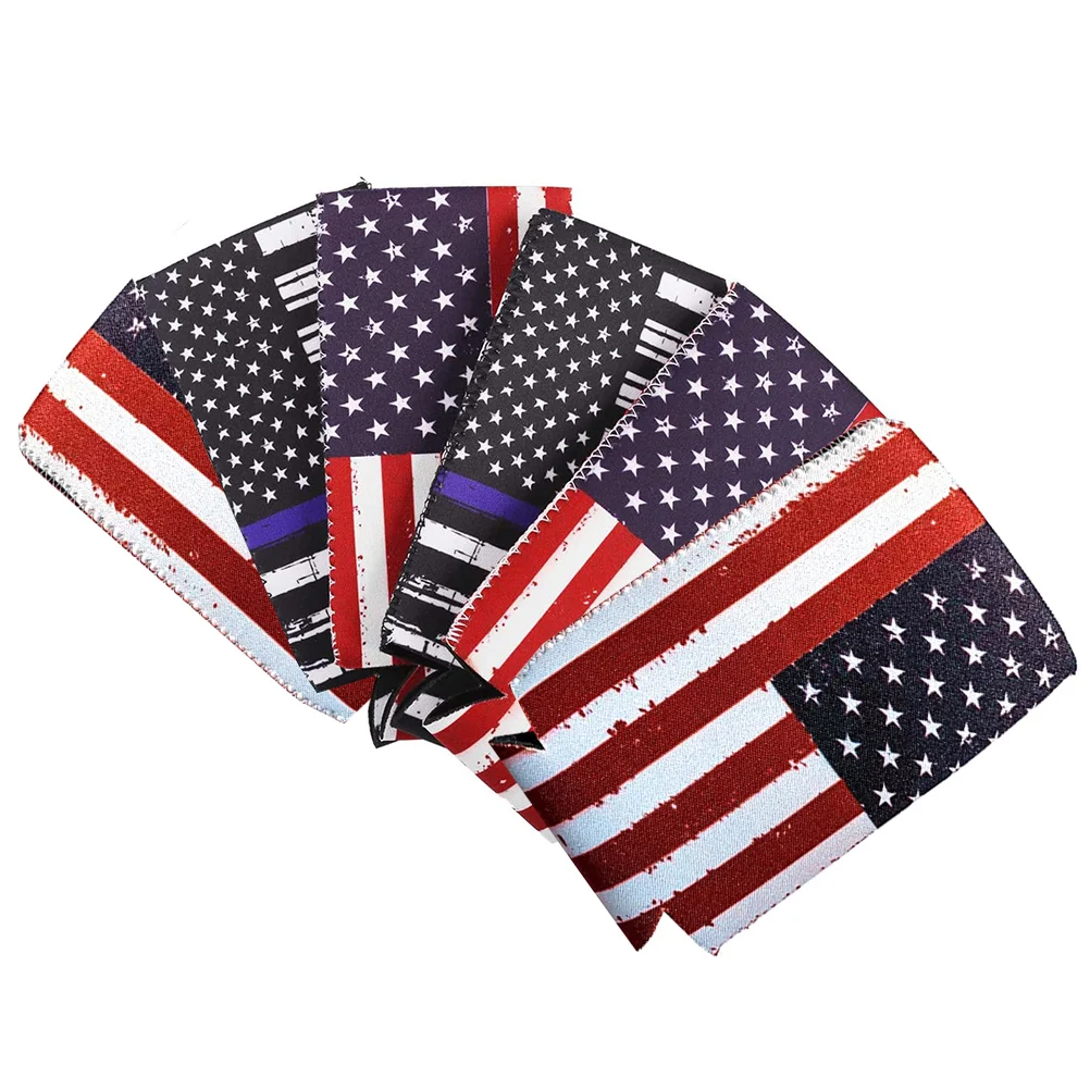 

6 Pcs Beer Cooler Can Sleeves American Flag Cover Bottle Party Supplies Decoration US Neoprene Drink Beverage