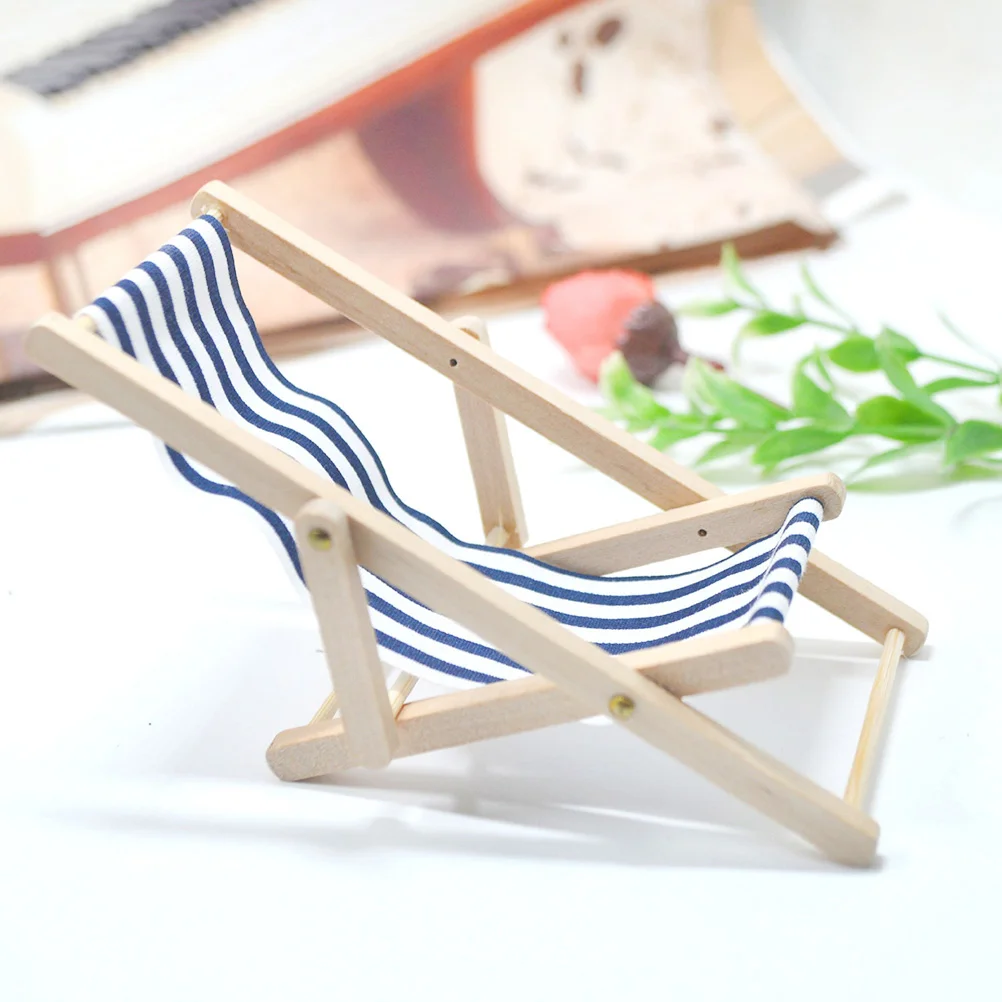 Beach Chairs Mini House Crafts Furniture Miniature Pillar Adornments Red Travel