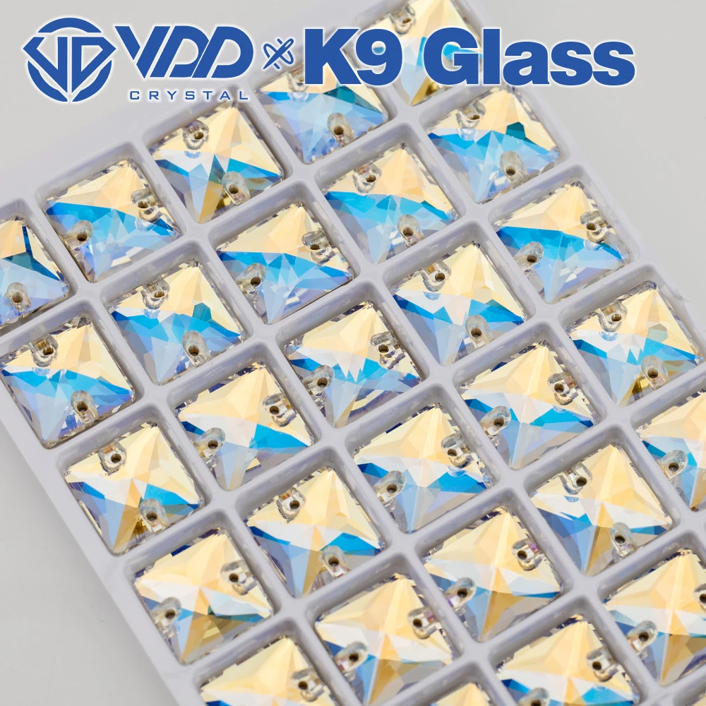 VDD Großhandel Quadratische Hochwertige K9-Glas-Applikationssteine, Kristall-Boxverpackte Flachboden-Nähsteine für Bekleidungsdekorationen – Detail 6