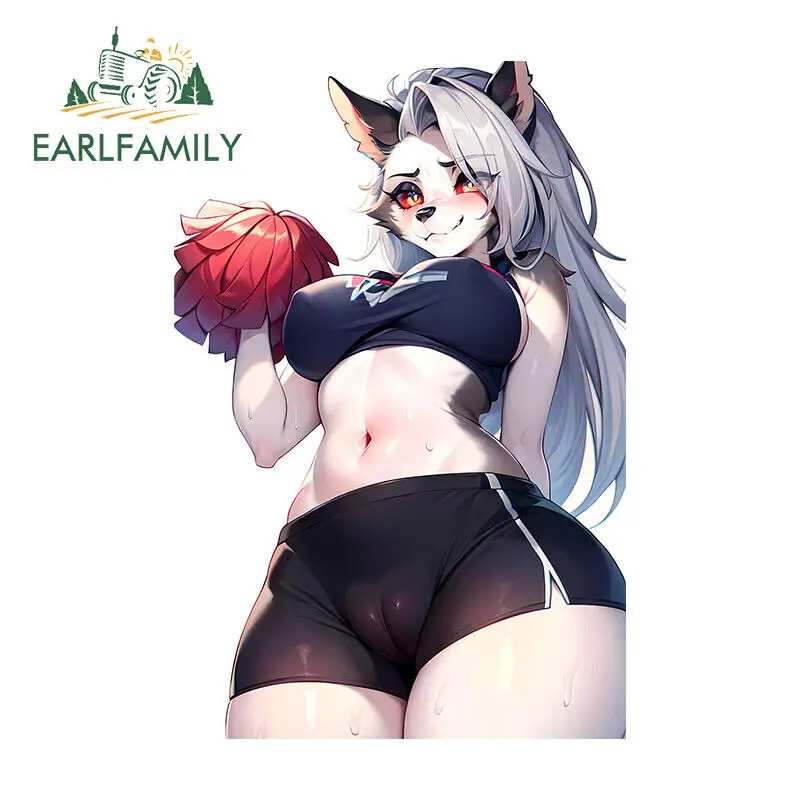 

EARLFAMILY 13cm Cheerleading Furry Loona Sexy Car Sticker Tight Sportswear NSFW Windows RV Decal Creative Scratch-Proof Decor