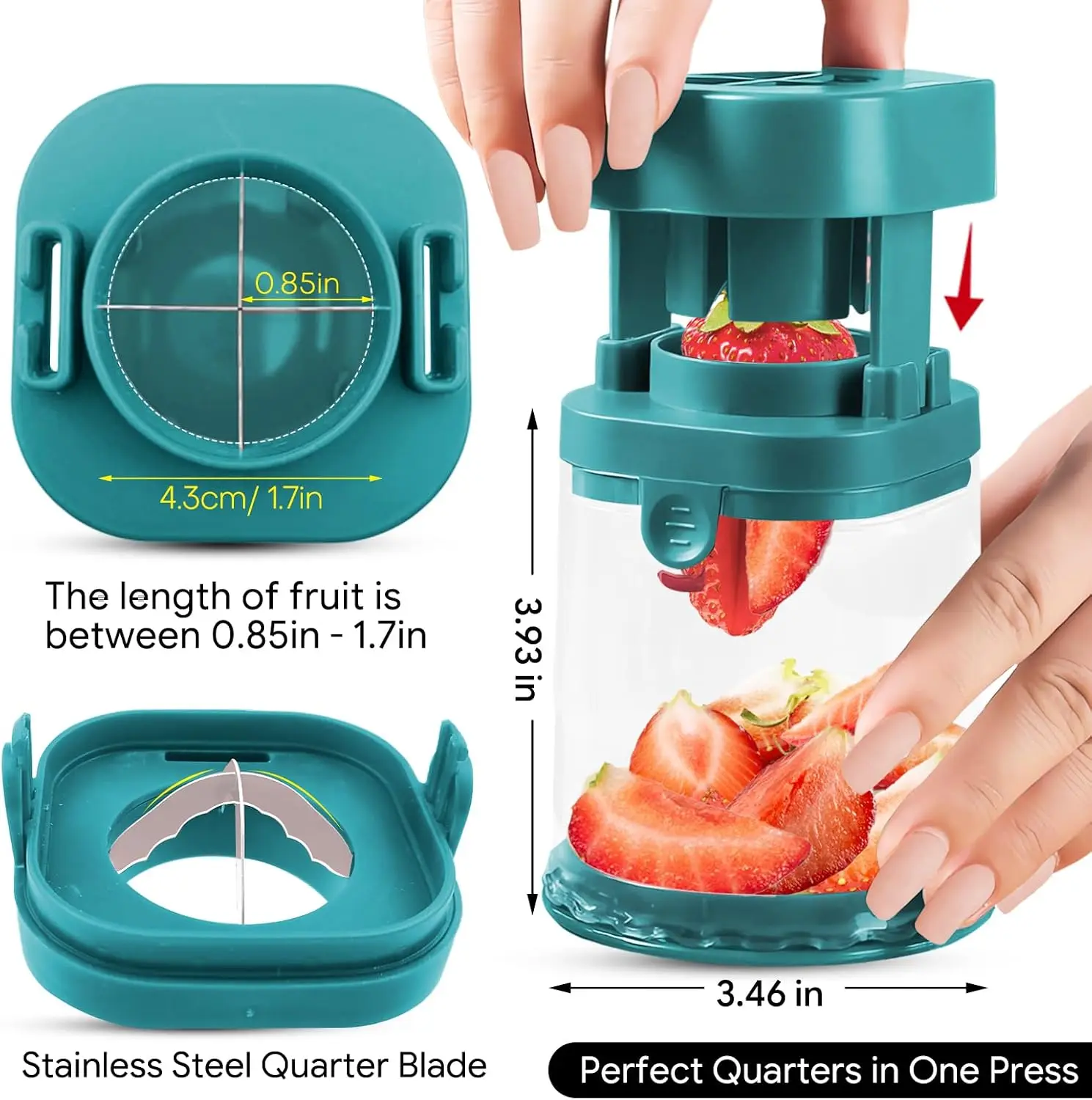 Small Fruit Cutter with Storage Creative Strawberry Grape Egg Slicer with Stainless Steel Blade Quick Make Salad Kitchen Gadget - view 3