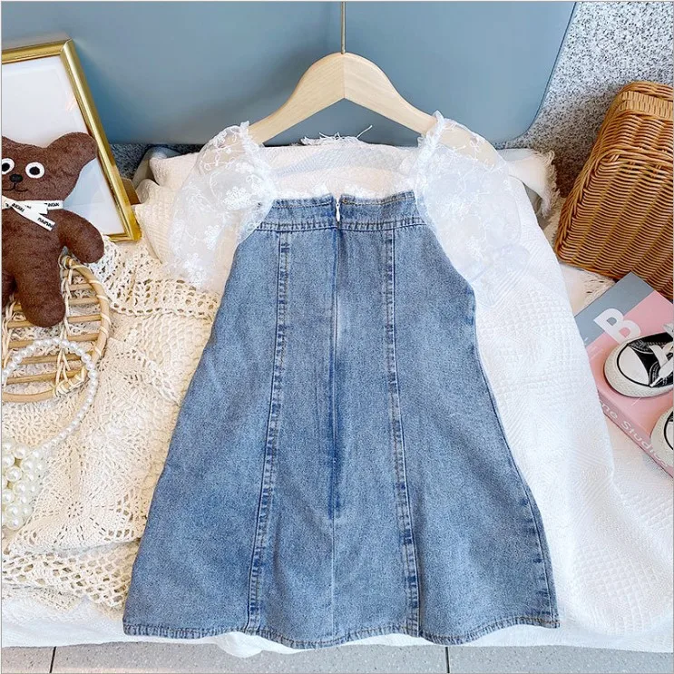 Josaywin Summer Lace Denim Dress for Girls Baby Casual Dress Girl Princess Birthday Party Vestidos Evening Dresses Girls Clothes