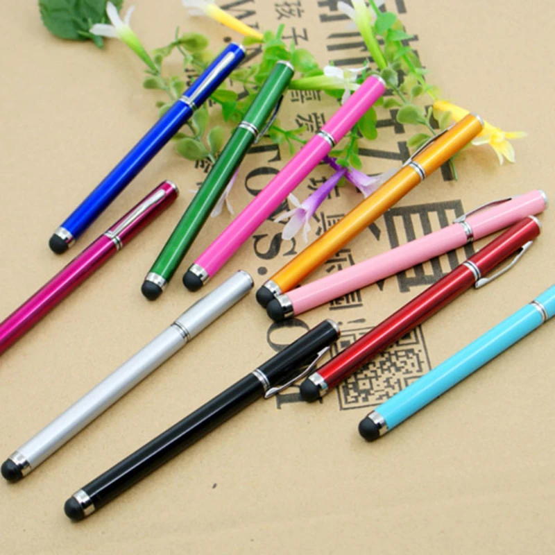 1000pcs 2 in 1 Colorful Capacitive Touch Screen Stylus Ball Point Pen for iPhone iPad Samsung Xiaomi Huawei Tablet Smart Phone