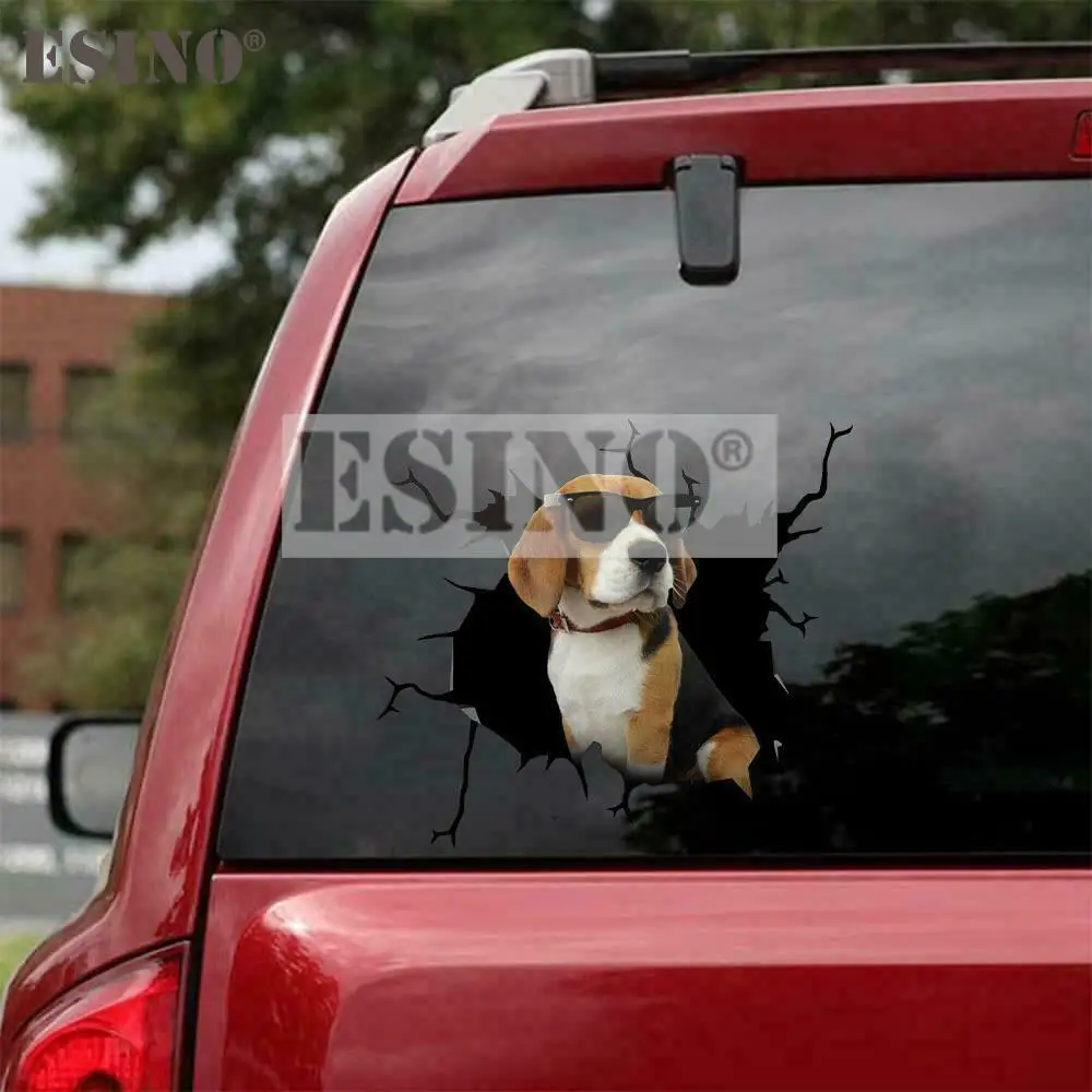 Car Styling Funny Lovely Beagle Cracked Pet Dog Car Accessory Creative PVC Waterproof Sticker Car Whole Body Vinyl Decal