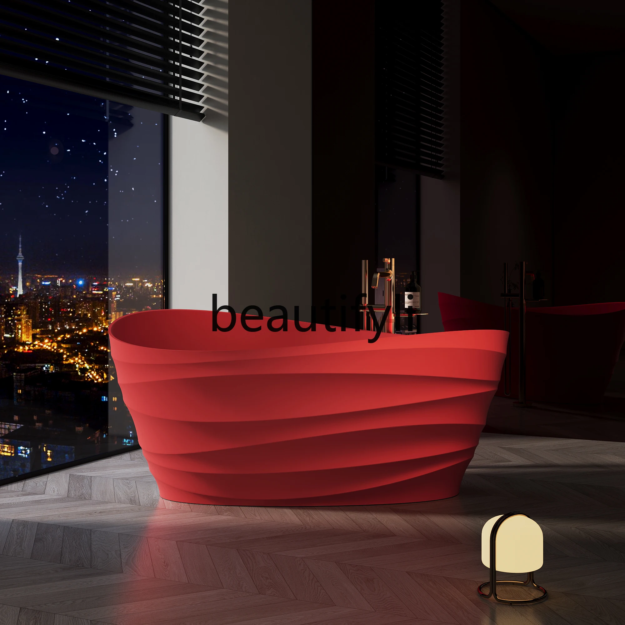 

Polymer Pure PMMA Artificial Stone Bathtub Art Design Home Hotel Homestay Double Bath