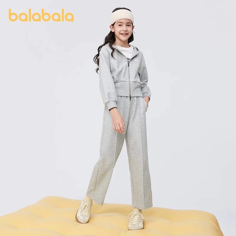 Balabala Sports Suit Girls 2024 Spring New Edition for Preteens and Teens Two-Piece Set with Letter Print Casual Style