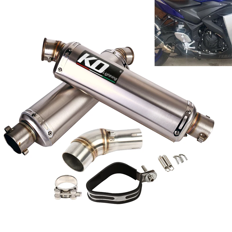 51mm Motorcycle Exhaust System Middle Connect Link Pipe Slip On Muffler Escape Tip With DB Killer For Yamaha YZF-R3 R3 R25 MT-03