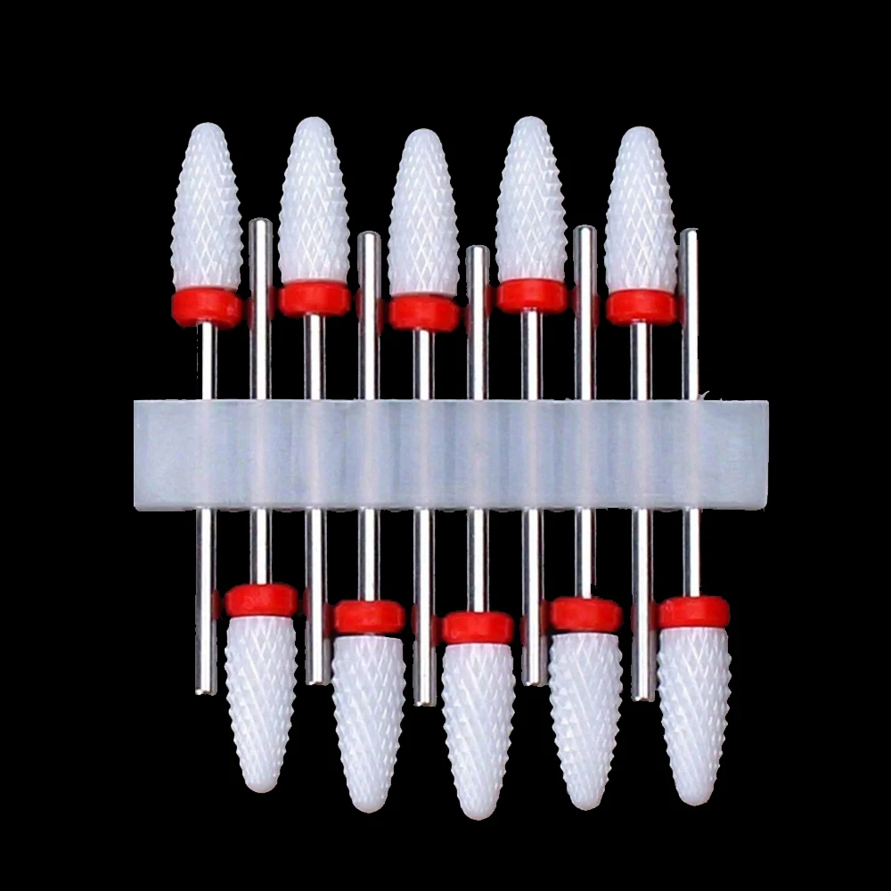 10 stuks 3/32 keramische nagelboorbits, professioneel en duurzaam, voor het verwijderen van gelnagels, het reinigen van nagelriemen, ideaal voor manicures