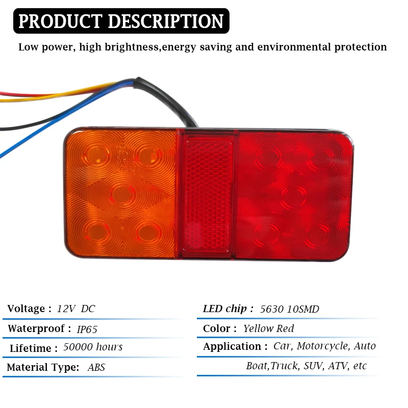 2PCS 12V 10 LED Tail Light Taillight Turn Signal Indicator Stop Lamp Rear Brake Light for Car Truck Trailer Caravan