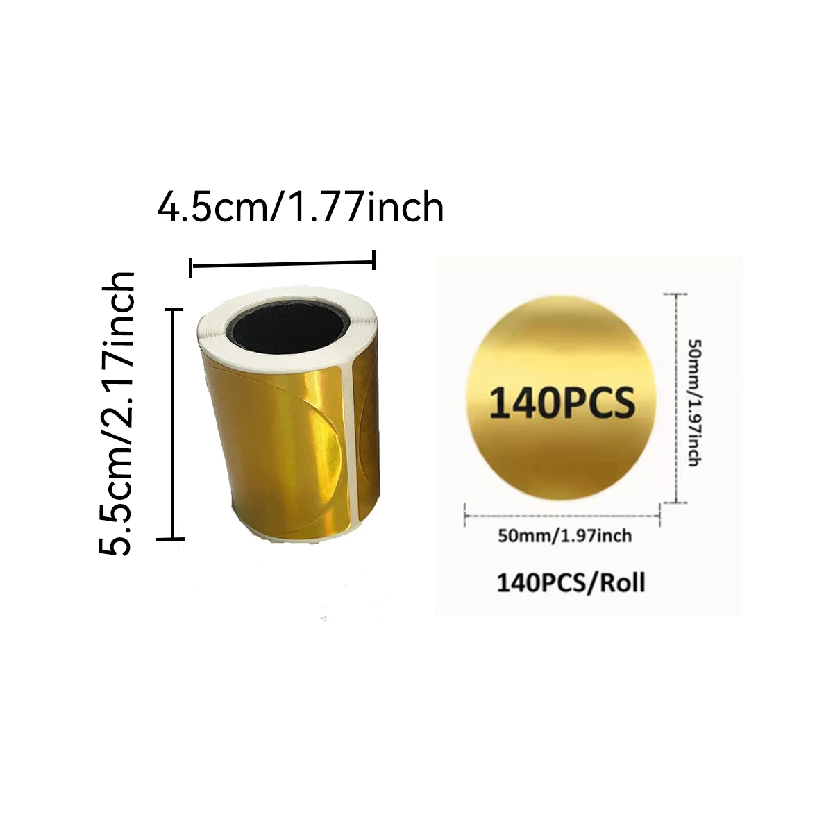 50x50mm Gold Round Thermal Label Stickers 140Pcs Waterproof Oil-proof BPA Free Self-Adhesive Circle Labels for M110 M220 M120 Mi