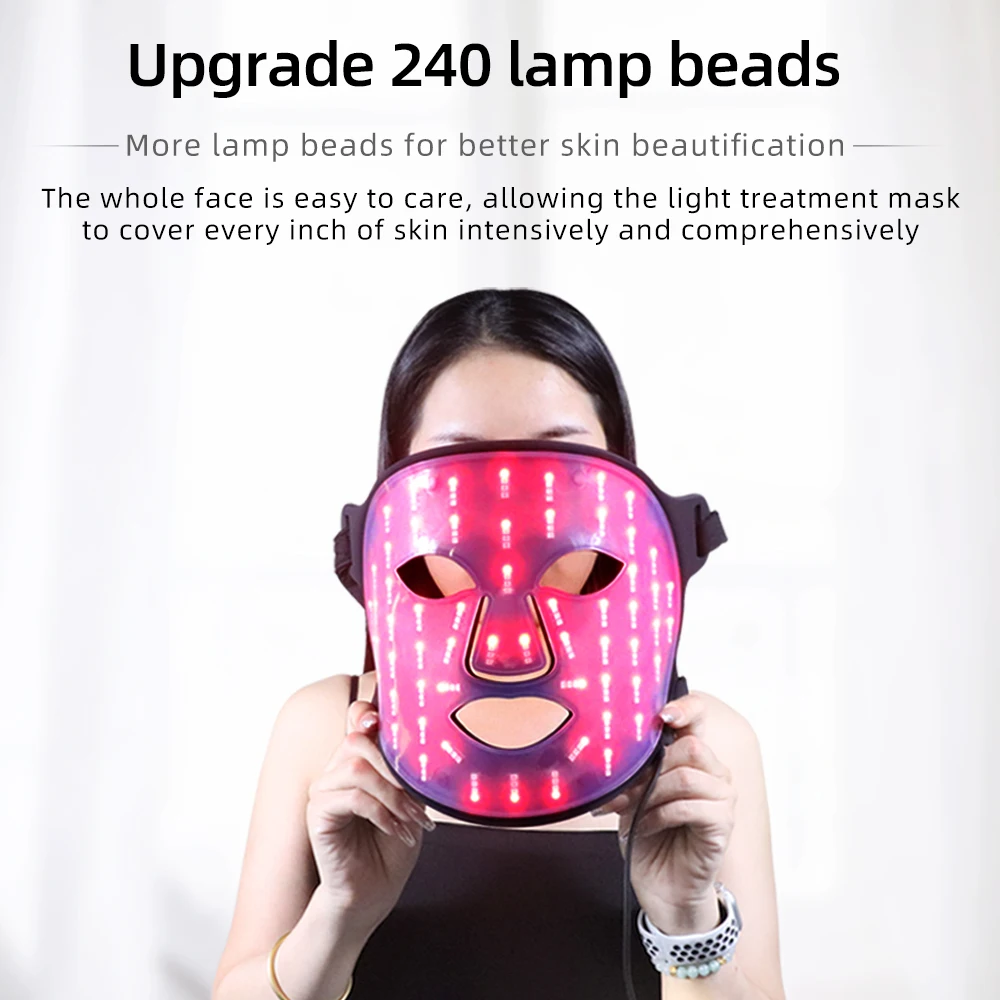 4 Farben 240 Lampen perlen rot LED Lichttherapie Infrarot flexible weiche Maske Silikon LED-Therapie Anti-Aging fort geschrittene Photonen maske