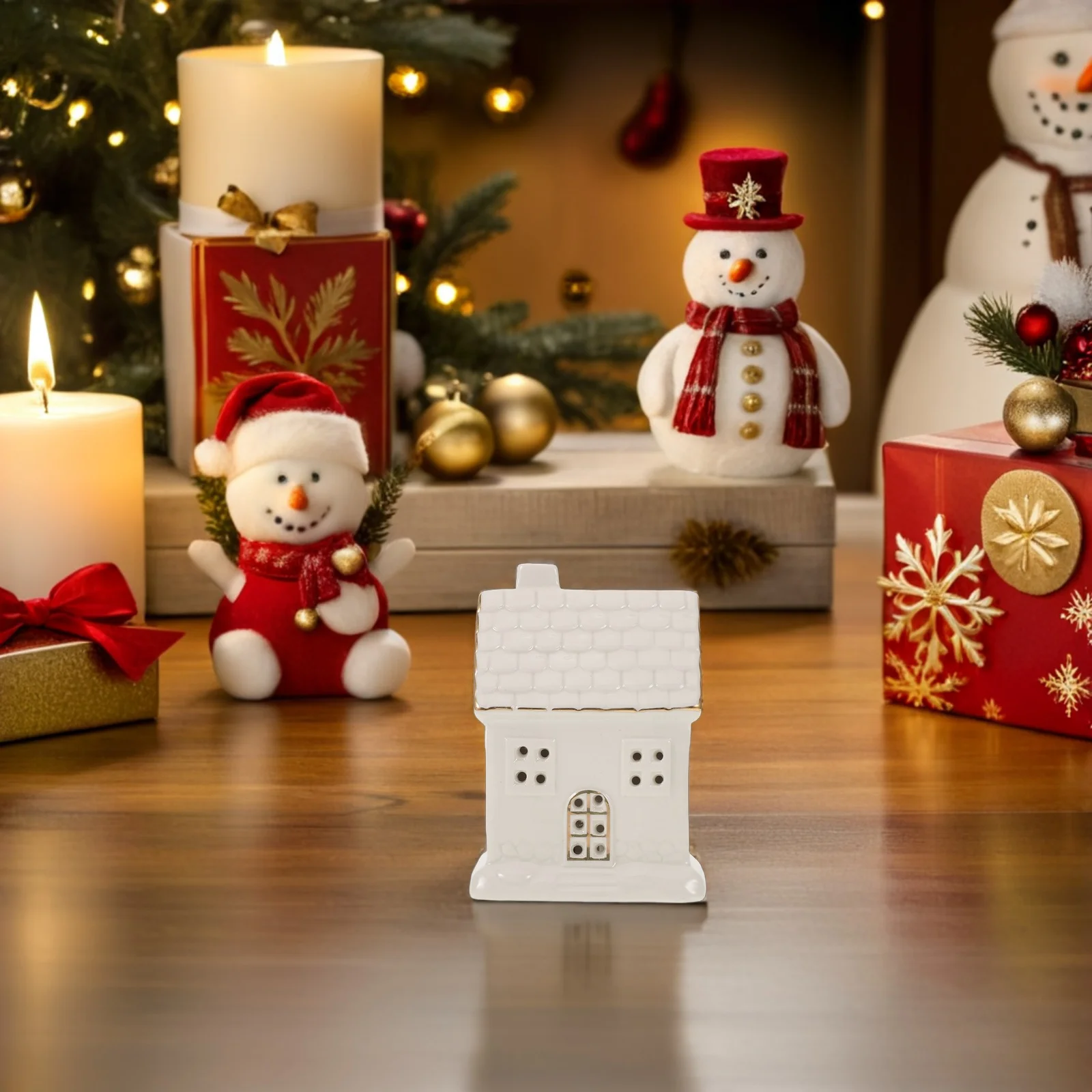 

Ceramic Christmas LED Lighted Xmas Decoration Holiday Indoor Farmhouse Lighted Village Ceramic