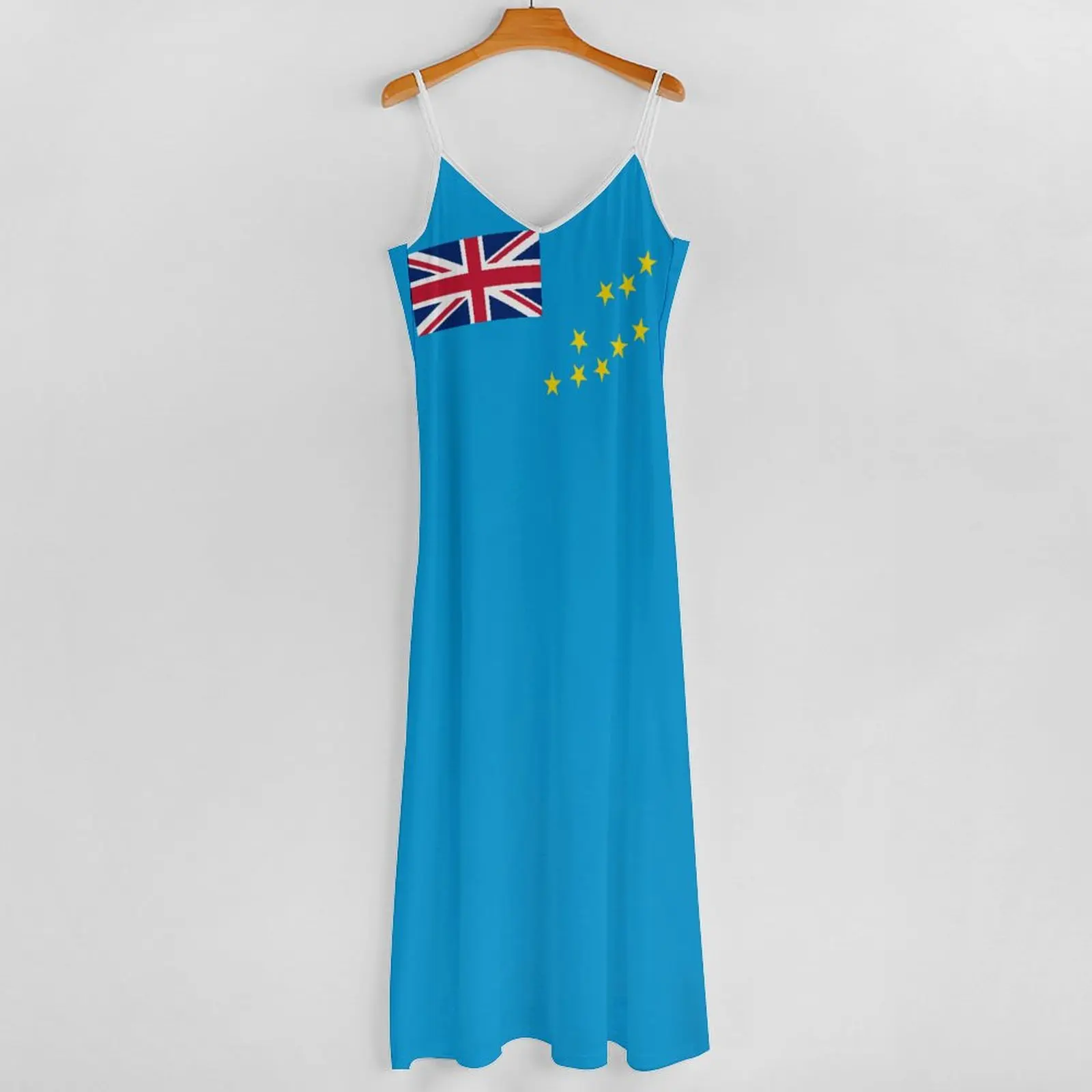 Vestido largo con estampado de bandera de Tuvalu para mujer, ropa informal sin mangas con cuello en V, Retro, Swing