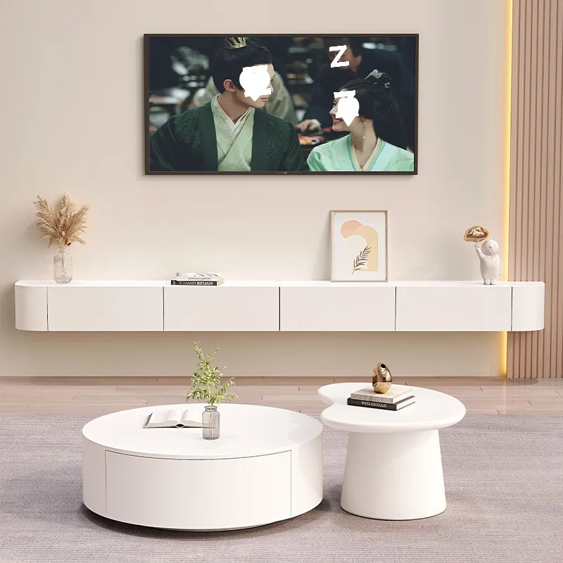 

TV cabinet, suspended solid wood simple modern living room wall-mounted hanging wall cabinet