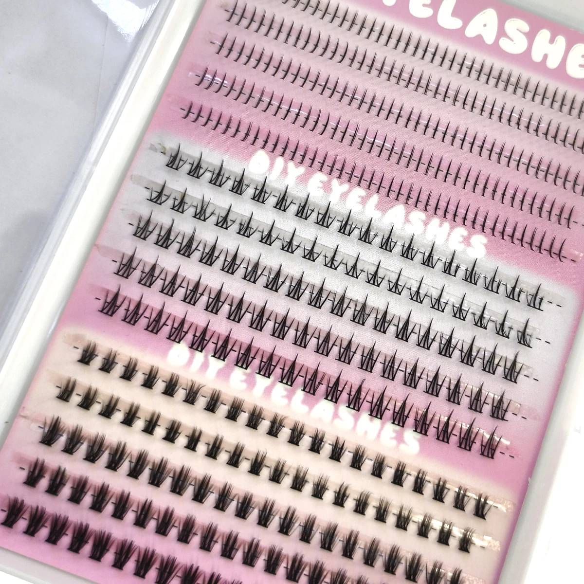 3 Style Pojedyncze Rzęsy 15 rzędów 390 SZT. Rzęsy Dolne Przedłużane Kępki Rzęs Dolnych DIY Naturalny Wygląd z Efektem Wispy Przezroczysta Baza