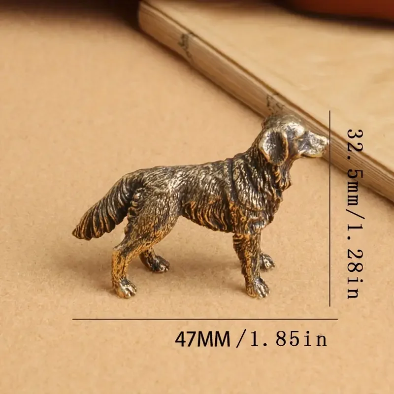 Vintage Brass Dog Figurine - Small Collectible Desk Decor Figurine for Living Room, Office deal for Gift Statues for Home Decor - view 5