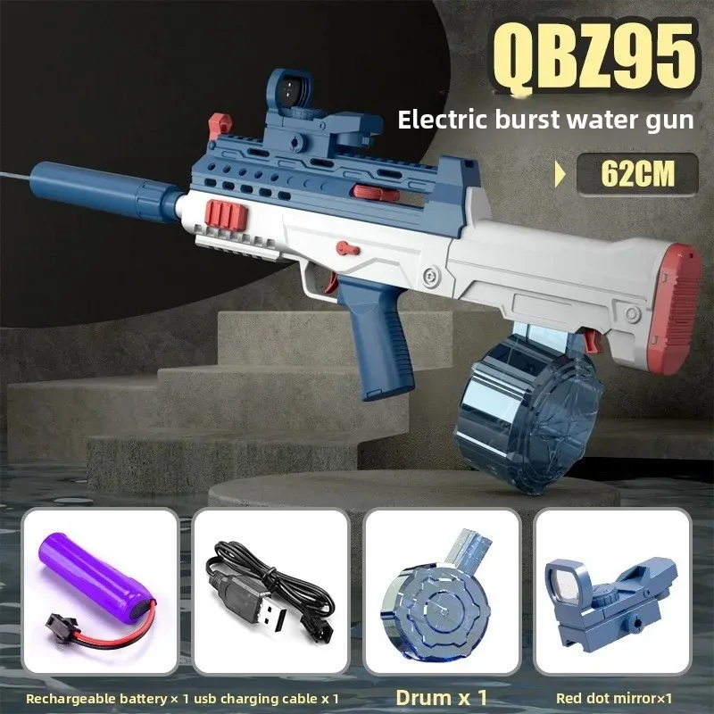 Pistola de agua eléctrica con tecnología negra, potente pistola de pulverización de agua automática de alta presión para verano, juguetes para niños, lucha contra el agua para adultos