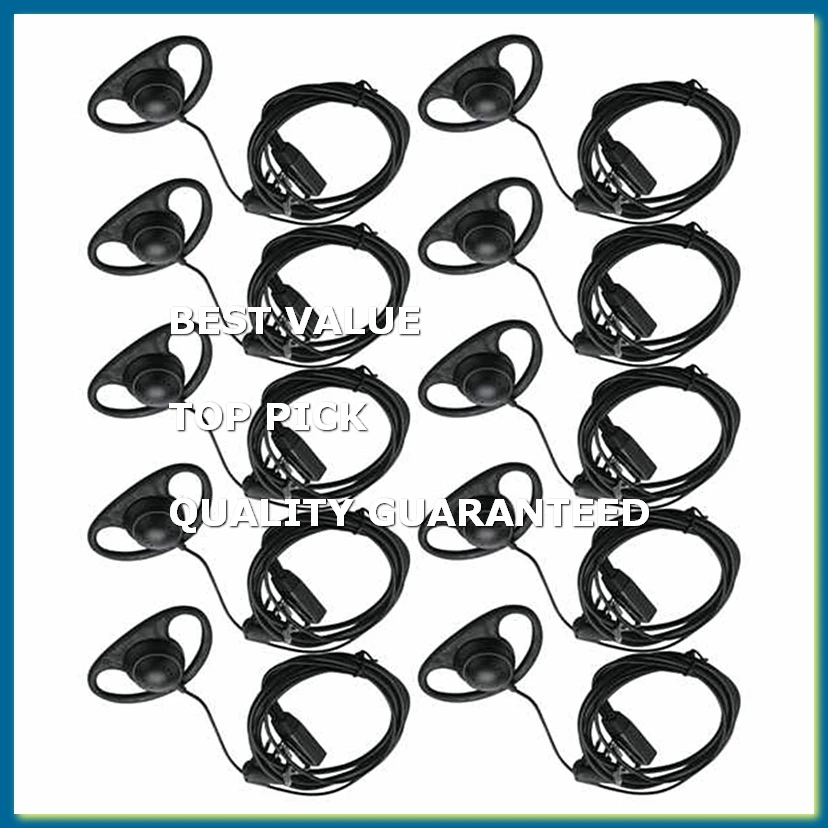 10Pcs Radio 2 Pin Advanced D Shape Clip-Ear Ptt Headset Earpiece Mic for 2 Way Radios GP88S GP300 GP68 GP2000