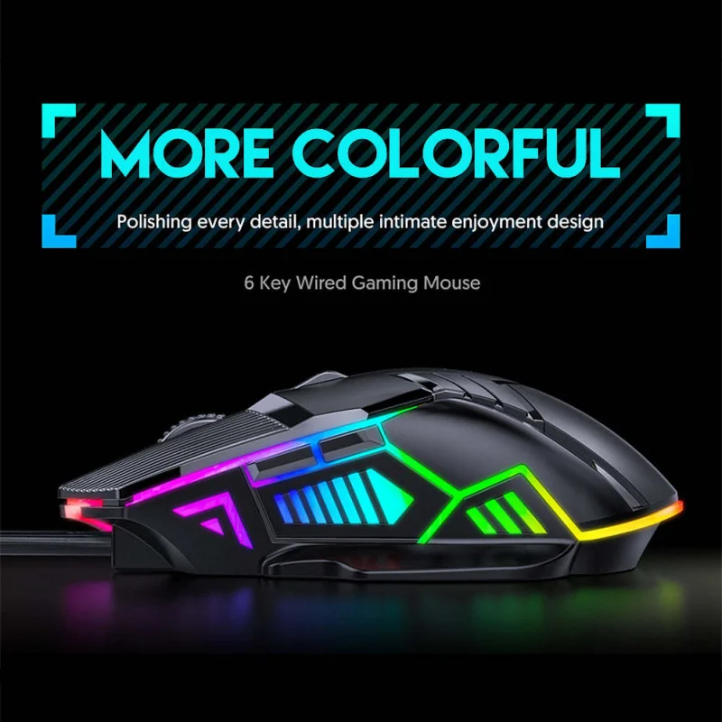 PC Gamer Mice 3200Dpi Wired Gaming Mouse Ergonomic Usb Computer Rgb 6 Button Led Illuminated Mute Mouse for Macbook Air Matebook