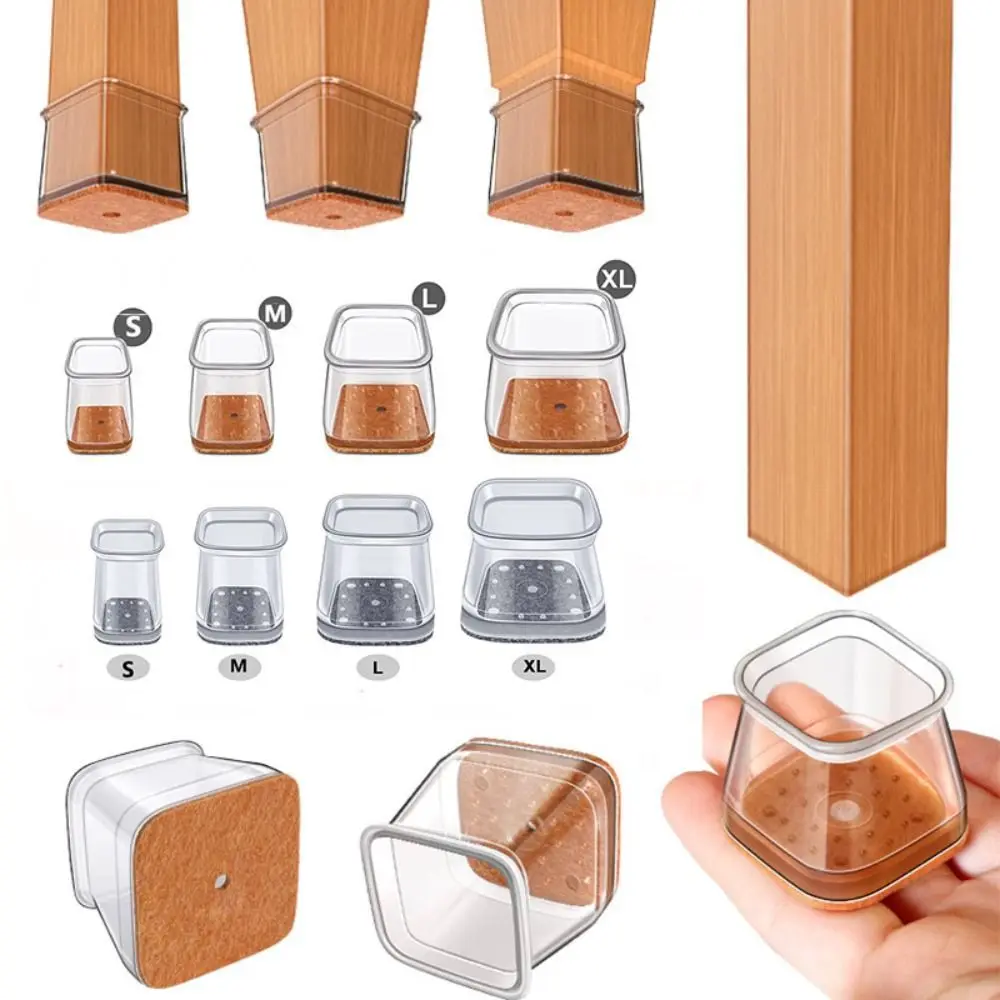 

Бесшумные защитные накладки на пол, чехол на ножки стула, квадратный нескользящий чехол на ножки стула, утолщенный, уменьшающий шум, силиконовые накладки на ножки, мебель