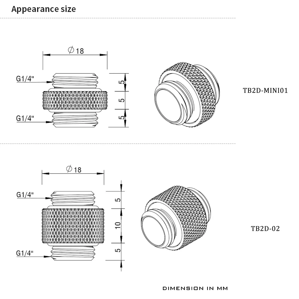 Barrow Mini Dual Extender Butted Fitting Male-Male G1/4