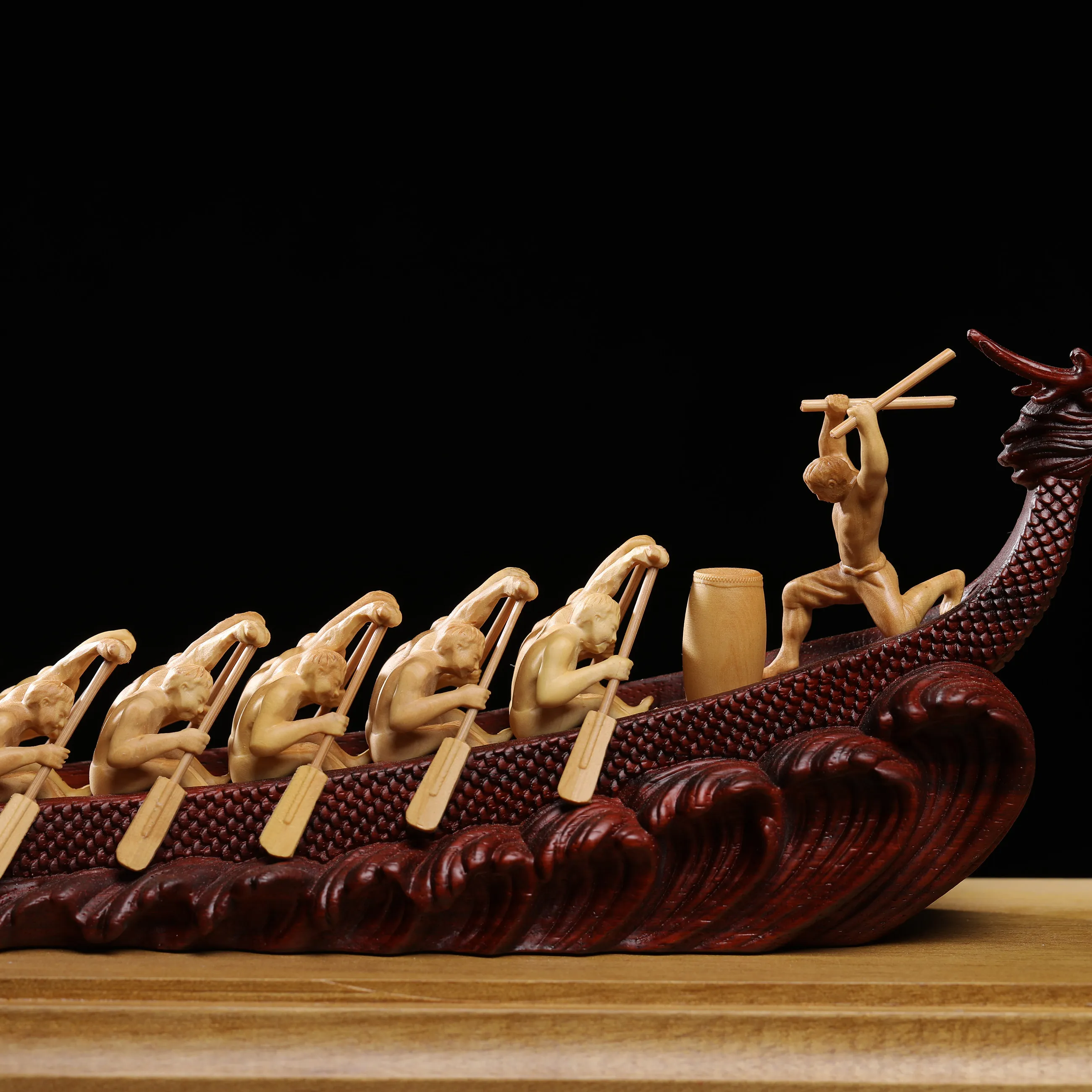 Carved dragon boat ornaments, home office decorations crafts