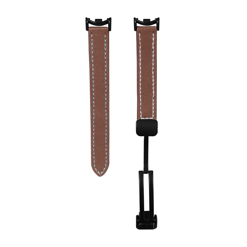 سوار نسائي لـ Mi Band 9 10 حزام من الجلد السيليكون المغناطيسي Correa لـ Xiaomi Mi Band8 سوار معصم نحيف ملحقات الفرقة العتيقة