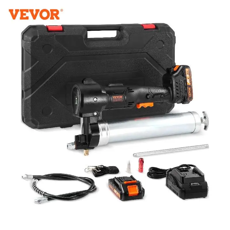 

VEVOR 10000PSI 20-Volt Cordless Electric Grease Gun Kit Battery Powered with Two Batteries Carrying Case Charger Included