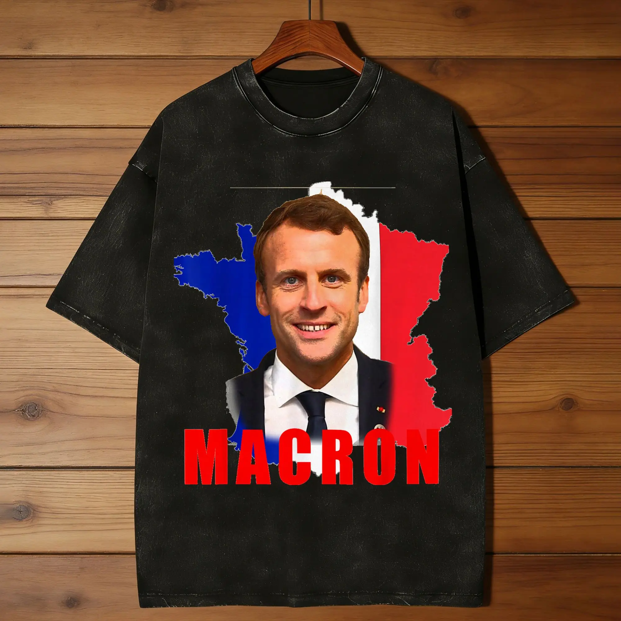 Emmanuel Macron T-Shirt Summer  Awesome T Shirts Cotton Leisure Tee Shirt For Male Short-Sleeved Custom DIY Clothing