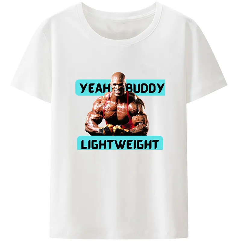 Ronnie Coleman Creative Print T Shirt Yeah Buddy LightWeight Hand with Dumbbell Round Neck Casual Tee Shirt Men Gift Camisetas