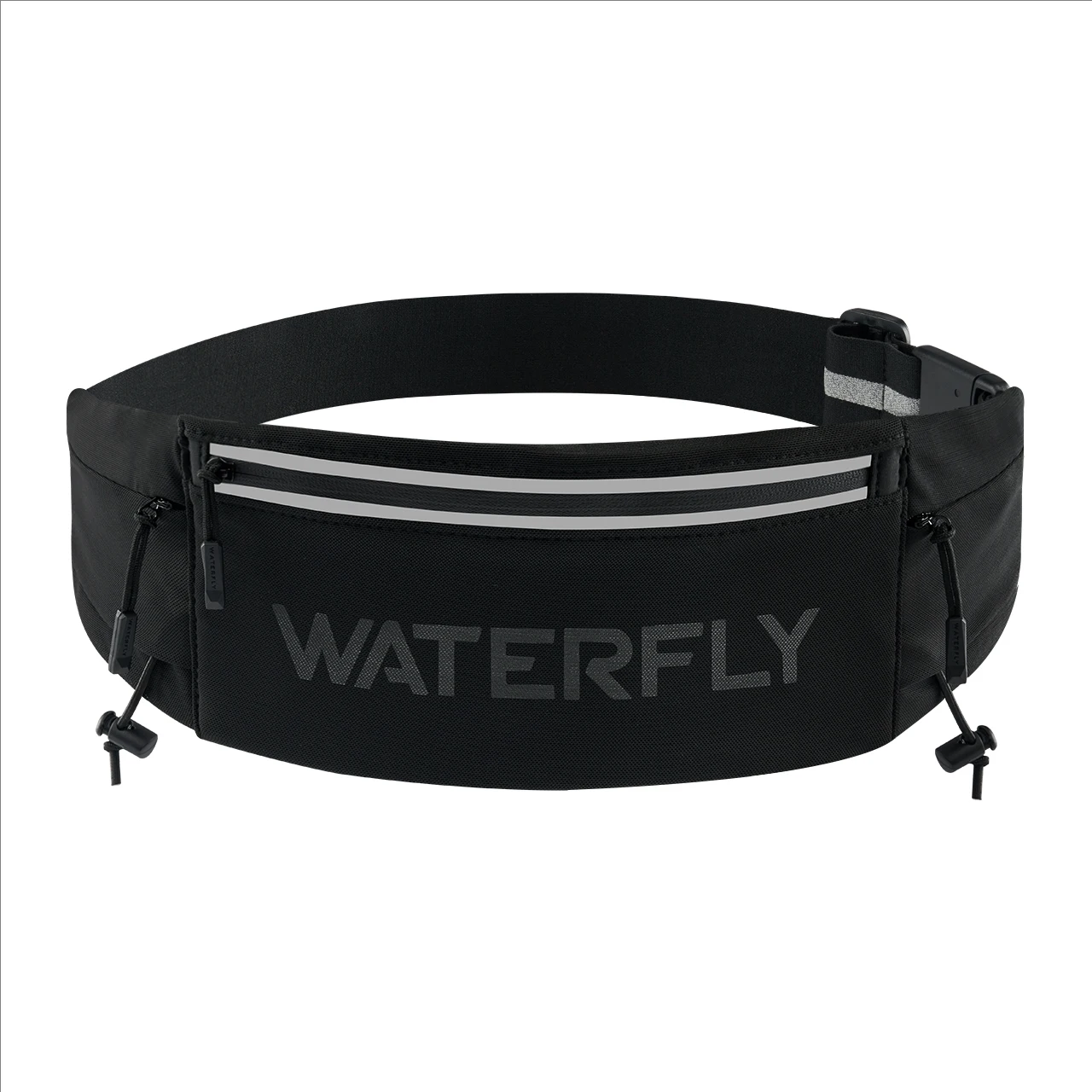 WATERFLY Running Belt Fanny Pack: Breathable 3 Pocket Waist Bag for Men Women Workout Exercise Fitness Phone Holder Fits ALL Pho