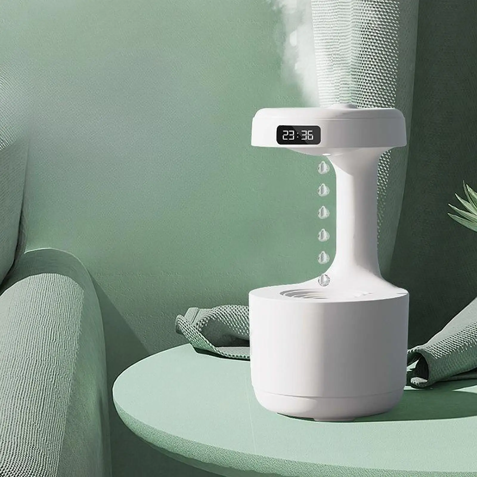 

Air Humidifier with LED Clock Display Water Drip Humidifier Cool Mist Humidifier Anti Gravity Humidifier for Office Desktop Room