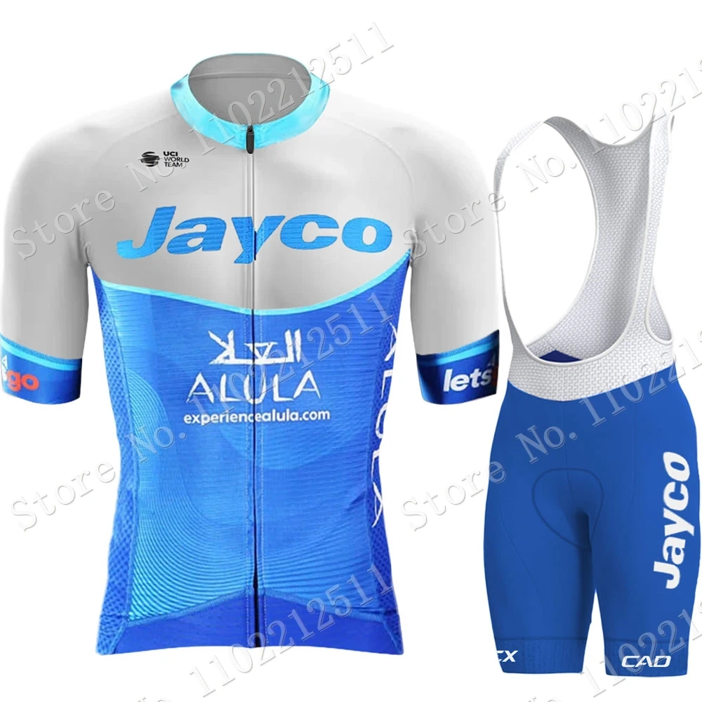 طقم جيرسي لركوب الدراجات من Team Jayco Alula 2023 بأكمام قصيرة أزرق للرجال ملابس لركوب الدراجات على الطريق قمصان ملائمة للدراجة مريلة قصيرة