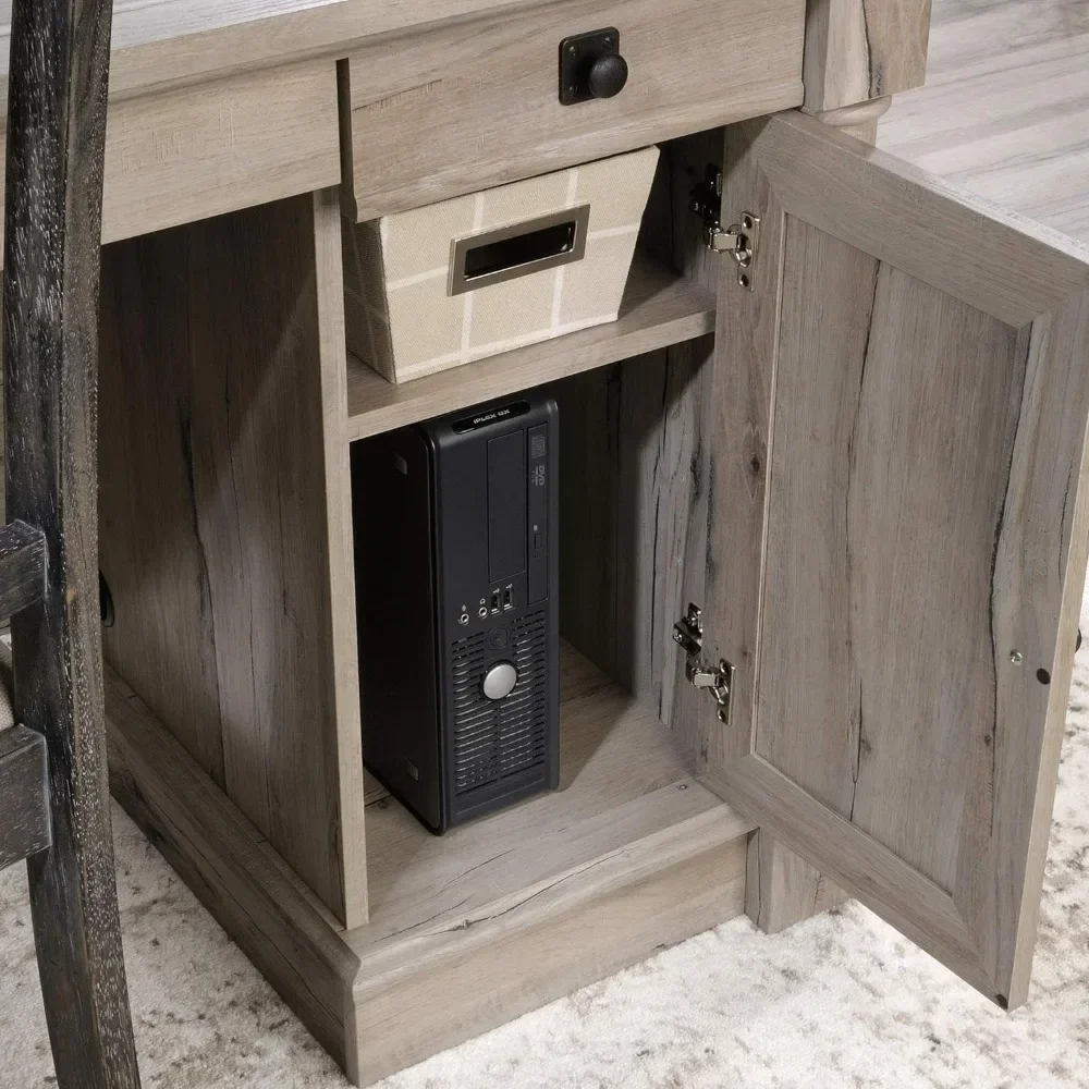 L-Vormig Bureau Met 5 Laden, Computerbureau Houdt Verticale Cpu-Toren In En Heeft Een Verstelbare Plank, Vintage Eiken Afwerking