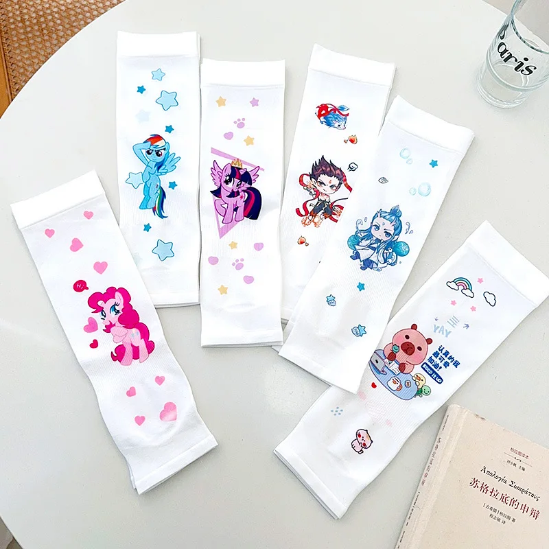 غطاء للأكمام الجليدية للأطفال من Miniso صيفي رقيق ولطيف على شكل رسوم كرتونية للرجال والنساء من الحرير الجليدي للأشعة فوق البنفسجية لحماية الذراع من الشمس