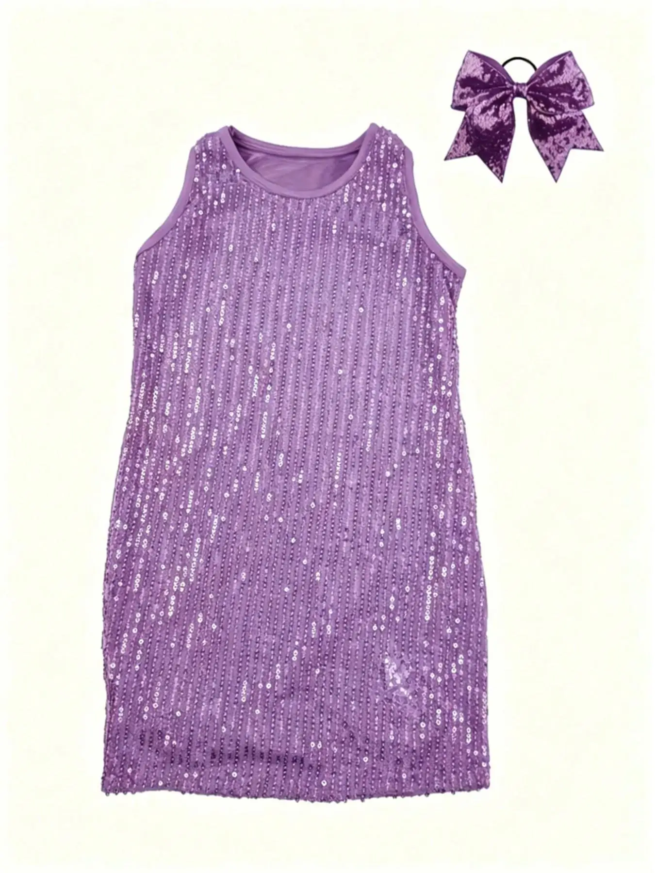 Mädchen-Prinzessinnenkleid mit Pailletten, ärmellos, modisches Bühnenkleid, ohne Stirnband – Detail 19