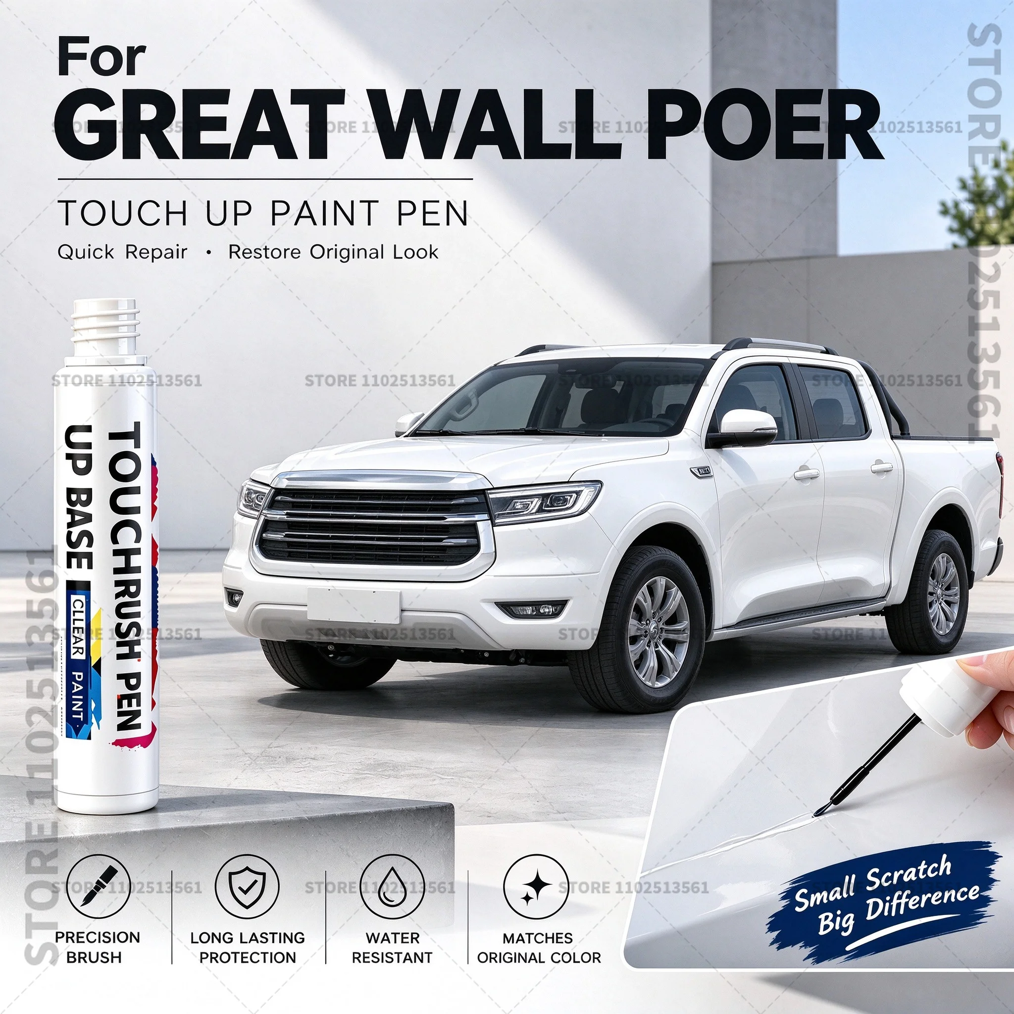 Car Scratch Remover Paint Pen Touch Up Marker for Auto Body Repair Door Bumper Fender Accessories For Great Wall Poer White Blue