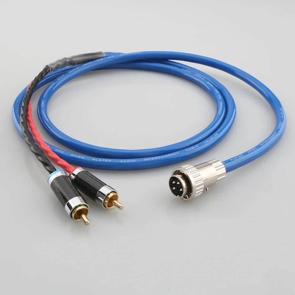 4-Pin 5 Pin Din Twist Locking Connector to Stereo 2 X RCA Plugs Naim HiFi Audio Cable Phono OFC Silver Plated Cable