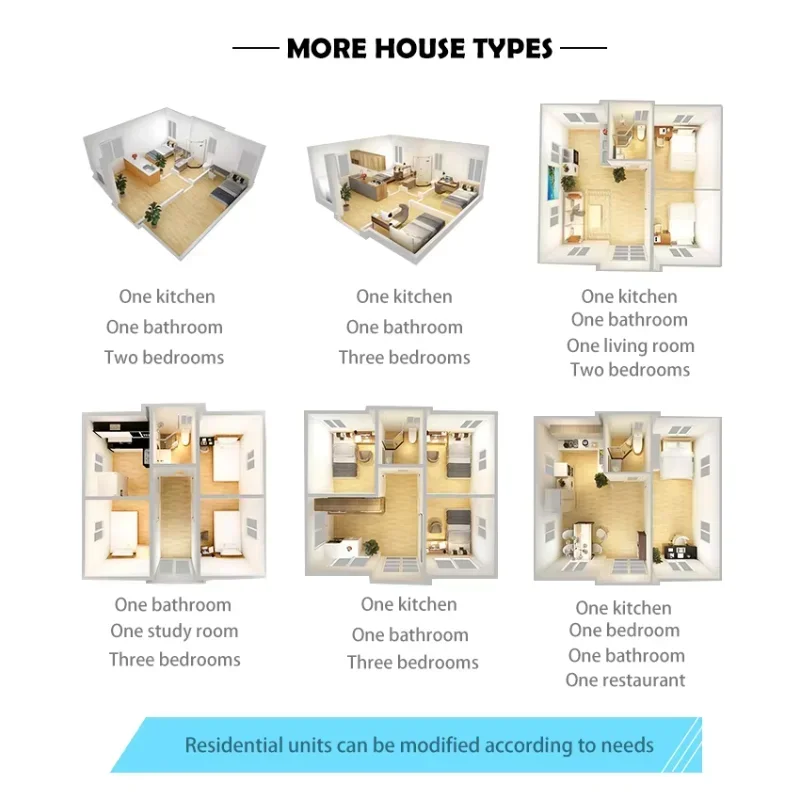 20 Ft 40 ft Expandable Houses Modular Prefabricated Container House with 3 Bedrooms Tiny Home 1 Kitchen Small House Kits