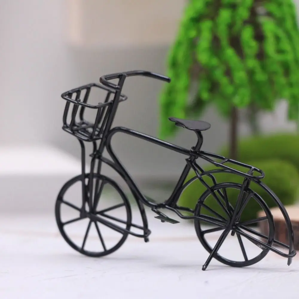 Decoration Model Small Bicycle Model Iron Art Handmade Bike Miniatures Black Simulation Dollhouse