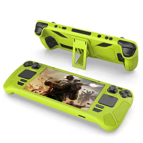Protective Case Silicone Cover Anti Slip Soft Shell Game Console Case with Bracket Replacement Accessories for Steam Deck