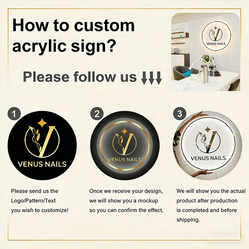 Custom Logo Neon Signs Business Personalized Floating Acrylic Business Sign Metal Acrylic LED Backlit Illuminated Decor Signs