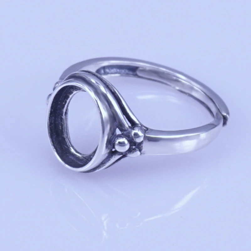 Antique Finishing 925 Silver Gemstone Ring Setting 8mm*10mm Amber Opal Eing Setting Jewelry DIY Supplier