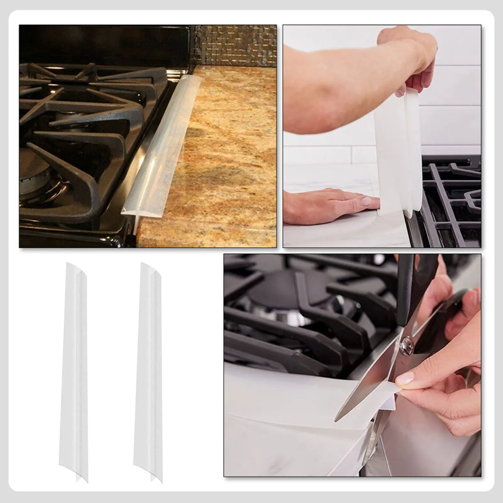 

2Pcs Silicone Stove Gaps Covers Flexible Kitchen Protector Seal Slit Filler Non-Slip Heat Resistant Oven Side Guard