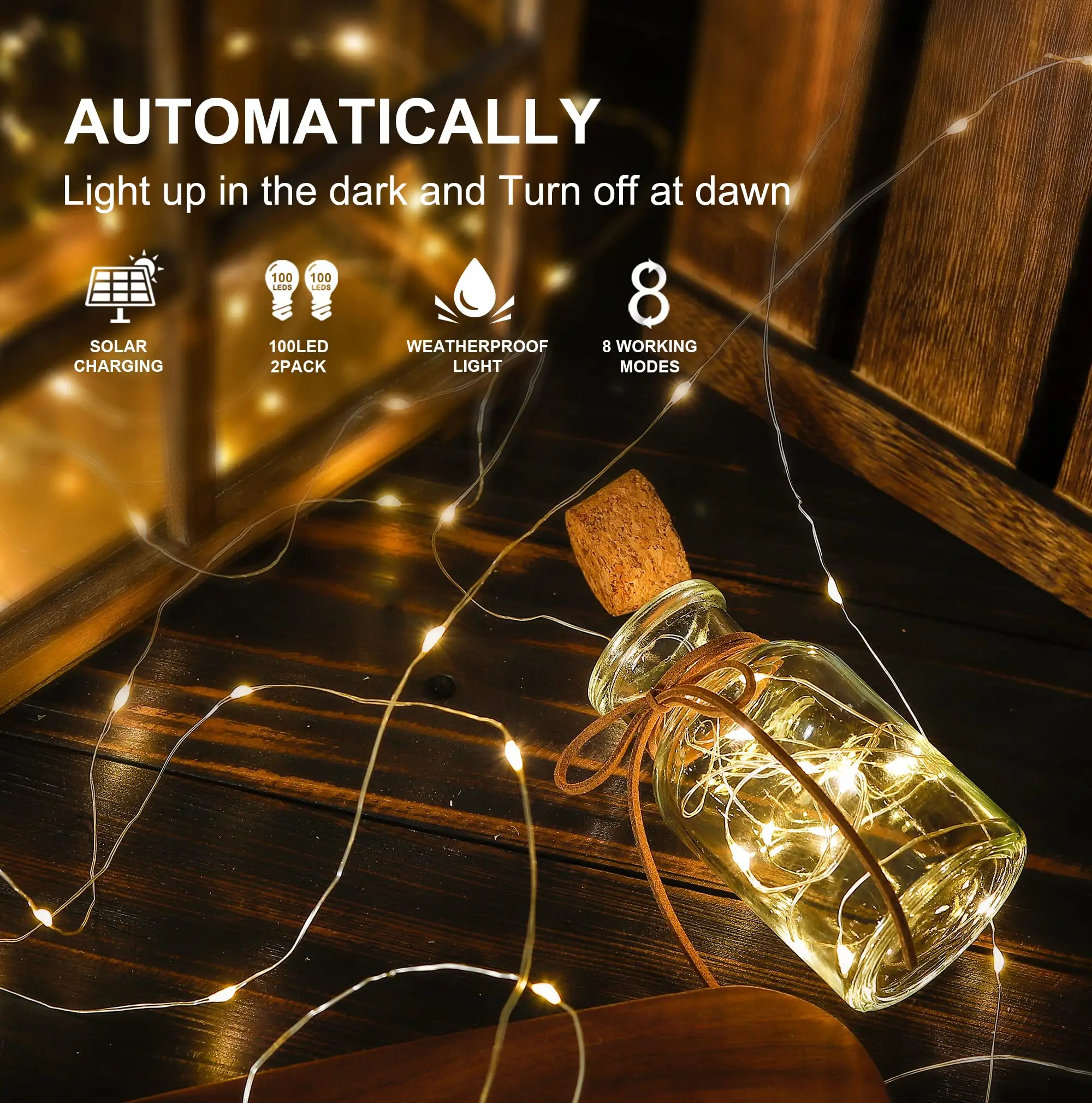 Solar Powered Outdoor Garland Decorative Festoon LED Fairy Light String for Wedding New Year Garland Christmas Lights Waterproof
