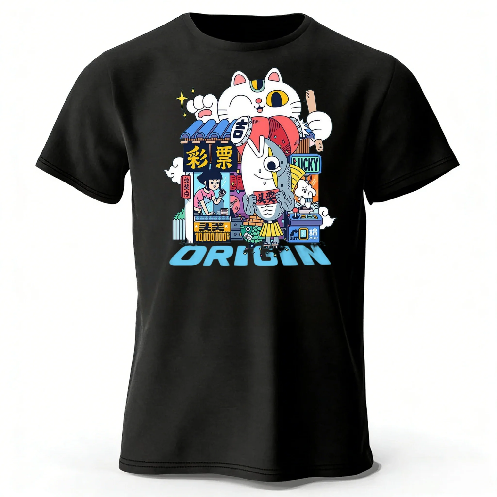 Japanischer Stil Trendiges Herren-T-Shirt aus Reiner Baumwolle Kurzärmliges Sport-Laufshirt Übergrößen Lockeres T-Shirt für Alltag und Freizeit